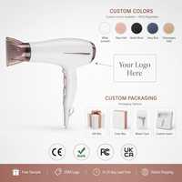 Sèche-cheveux ionique blanc à 2 vitesses avec concentrateur et diffuseur en option pour la maison et le salon