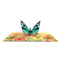 Tarjeta de Felicitación de Papel con Mariposa 3D y Flor, Personalizable, Souvenir de Vietnam, Impresión Offset, Día de la Tierra