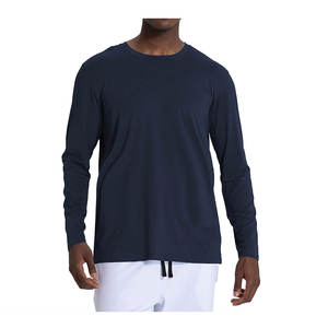 Camisetas de entrenamiento para gimnasio para hombre, manga larga en blanco, cuello redondo, Color sólido de alta calidad, talla grande personalizada - Product Image 2