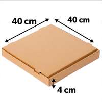 Grande boîte à pizza en papier kraft brun 40x40 cm, robuste et résistante aux UV, pour l'emballage alimentaire, expédition d'articles carrés et plats
