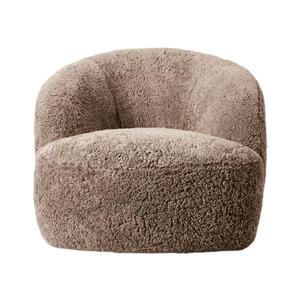 Sillón Giratorio <span class=keywords><strong>Luisa</strong></span> de Piel de Oveja de Lujo HEC, Sillón de Salón Hecho a Mano con Piel de Oveja para el Hogar, Hotel, Casa de Campo - Product Image 6