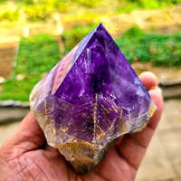 Vente en gros : Grande tour de diamant d'améthyste naturelle, sceptre premium en améthyste à tête large, pour cadeau et décoration