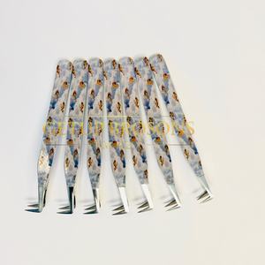 Protège-embouts 90 degrés anti-magnétique et anti-statique en acier inoxydable avec revêtement papier 10 mm et pointe argentée pour extensions de cils - Product Image 1