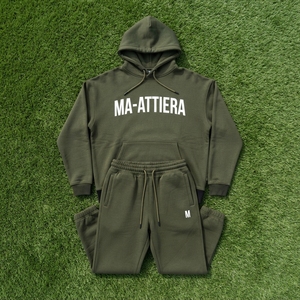 Ensemble survêtement jogging surdimensionné personnalisé vert olive et noir pour homme - Product Image 4