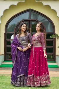 Designer Lehenga Choli And Dupatta With Embroidery Sequence <b>Work</b> with <b>Belt</b> - Product Image 2