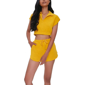 Ensemble de yoga pour femmes de haute qualité, logo personnalisé, printemps-été 2026, taille élastique unie, 2 pièces, respirant, séchage rapide, OEM - Product Image 5