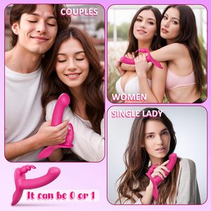 Mainan Seks <span class=keywords><strong>Vibrator</strong></span> <span class=keywords><strong>Rabbit</strong></span> G-Spot Tanpa Tali dengan Pengontrol Jarak Jauh, Dildo Getar Dua Sisi yang Dapat Dipakai untuk Wanita Lesbian - Product Image 4
