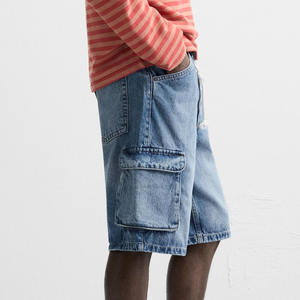 Short cargo en jean Streetwear d'été pour hommes, mode personnalisée, poches amples, taille moyenne, respirant, Streetwear solide avec logo personnalisé - Product Image 3