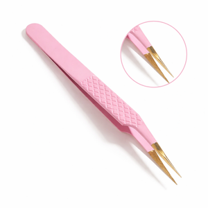 Pince à cils professionnelle de qualité supérieure à pointe droite, outil de précision pour extensions de cils, prise en main facile, antidérapante, OEM, marque privée - Product Image 1