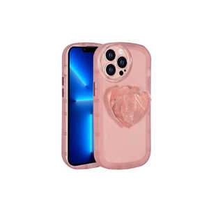 Coque en silicone rose premium pour iPhone 12 Pro, 14 Plus et 13 Pro Max, style Ins, compatible avec Pop Socket et protection de l'appareil photo, coque souple - Product Image 1