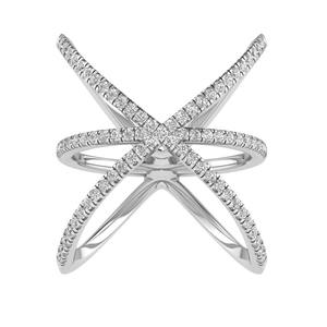 แหวนหมั้นเพชรแบบไขว้ไขว้ที่ปลูกในห้องปฏิบัติการทรงกลม1CT ออกแบบล่าสุดเทียบกับความชัดเจนสีทอง14K สำหรับเครื่องประดับผู้หญิง - Product Image 3