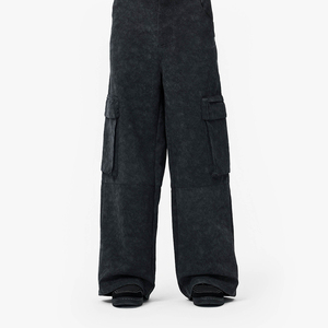 กางเกงวอร์มขายาวผ้าขนแกะสีบริสุทธิ์แบบหลวมตรงเย็บปักและ500gsm พัฟตามสั่ง - Product Image 4