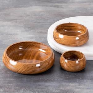 Bol à noix en bois brun moyen Design Unique ustensiles de cuisine décoration de la maison décor de Table hôtel Restaurant fabriqué en Inde en gros - Product Image 4