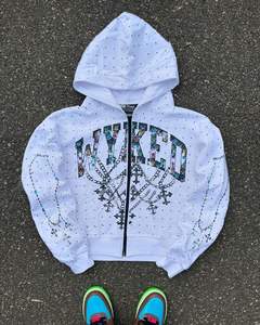 Streetwear d'hiver vintage délavé à l'acide, pull à capuche en polaire Boxy, design personnalisé, impression DTG, coton lourd avec strass - Product Image 6