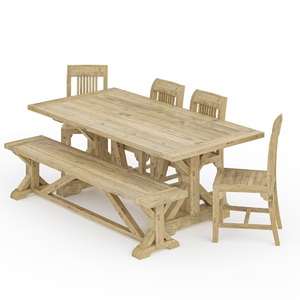ชุดโต๊ะรับประทานอาหารกลางแจ้งไม้สักรีไซเคิลทันสมัย พร้อมม้านั่ง 4 ที่นั่ง ทนทานต่อสภาพอากาศ เป็นมิตรกับสิ่งแวดล้อม เฟอร์นิเจอร์สวน ชุดโต๊ะรับประทานอาหาร - Product Image 2