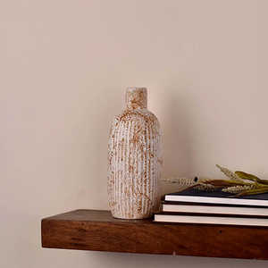 Jarrón de Cerámica Nórdico Hecho a Mano, Blanco con Patrón Floral, Decoración de Mesa Rústica, Estilo Art Deco Minimalista, Decoración Antigua para el Hogar - Product Image 2