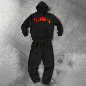 Conjunto Deportivo Informal de Sudadera con Capucha y Pantalones Deportivos de Algodón Sólido Vintage con Logotipo Personalizado para Hombre - Product Image 1