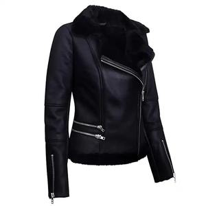 Women's Breathable Leather Jacket-Custom Made High Street Style Comfortable Fit <b>Black</b> - Product Image 5