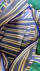 Bolsas de compras de bolsillo con doble asa a rayas PP tejidas ecológicas, plástico de polipropileno de nailon reciclado sostenible reutilizable - Product Image 3