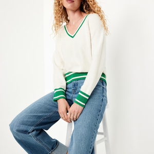 Pulls en tricot personnalisés pour femmes avec logo, col en V, style preppy, OEM, pour marques <span class=keywords><strong>de</strong></span> mode, tennis et <span class=keywords><strong>cricket</strong></span>. - Product Image 4