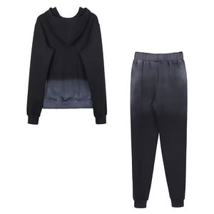 Conjunto de chándal de invierno 2026 nuevo, tejido, con cremallera completa, sudadera con capucha, jogger, pedrería, informal, de manga larga, cómodo y a la moda. - Product Image 2