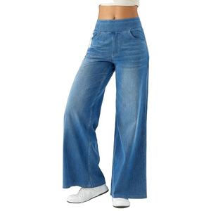 Jeans de Verano para Mujer, Cintura Alta, Pierna Ancha, Corte Ajustado, Multifuncionales, Estilo Americano - Product Image 3