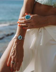 Handmade 925 Solid Sterling Silver Custom Bezel Setting <b>Turquoise</b> Ring Classic Indian Wedding Jewelry Fine Quality <b>Top</b> Suppliers - Product Image 3