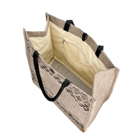 Sac de courses en jute écologique de qualité supérieure avec impression de lettres tendance pour l'hiver et poignée rembourrée tissée