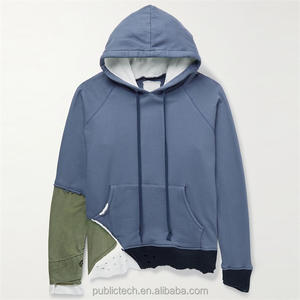 Men's Custom <b>Grunge</b> Styles Oversized Distressed <b>Hoodie</b> Winter Hooded Streetwear in Hip Hop Style - Product Image 1