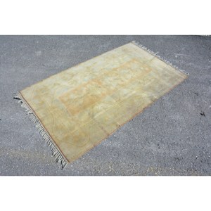 Alfombra turca Vintage Beige Naranja 3,7 X 6.4ft Lana Área grande Patrón abstracto Rectángulo Pasillo Modelos Látex para la decoración de la habitación - Product Image 3