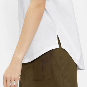 2025 camisetas de algodón 100% para mujer, camisetas lisas ajustadas ecológicas con logotipo personalizado, ropa informal de verano teñida lisa - Product Image 4