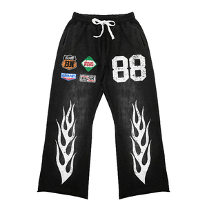 Heavyweight Plus Size Sweat Jogger Pants Track Suit Custom Acid Wash Zip up <b>Hoodie</b> and Flare Sweatpants Set for Men - Product Image 6