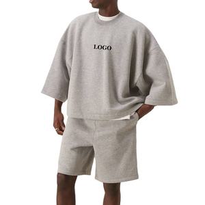 Conjunto de Camiseta y Pantalones Cortos de Dos Piezas para Hombre, de Poliéster/Algodón, de Secado Rápido, Estampado, Ropa Urbana Personalizable, Traje Casual para Hombre - Product Image 1