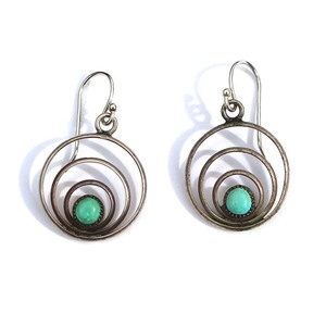 Nouveauté Boucles d'oreilles pendantes en pierre turquoise Vintage serties de pierres unisexe Certifié IGI Créations bouddhistes HARI OM Mariage - Product Image 4