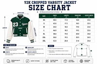 Chaqueta Varsity Corta para Mujer Estilo Y2K, Transpirable, Verde y Naranja con Patrón de Letras, Ropa Urbana de Béisbol, Bordado Personalizado, Venta al Por Mayor OEM