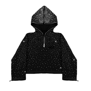 Sudadera con capucha unisex de forro polar con pedrería brillante para invierno, ideal para streetwear y compras al por mayor - Product Image 1