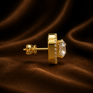 Pendientes Solitarios Convertibles al por Mayor, Oro Puro de 14k, Diamantes Cultivados en Laboratorio de Corte Redondo, con Halo Desmontable, Regalos de Boda - Product Image 4