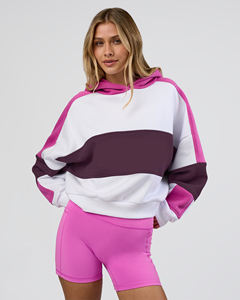 Sweat-shirt à capuche pour femme en coton de haute qualité en gros avec broderie de logo personnalisée, sweat-shirt décontracté léger pour femme - Product Image 2