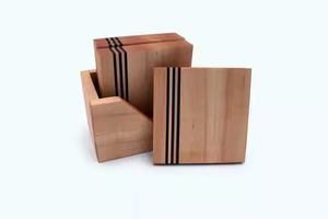 Sous-verres en bois fabriqués à la main Design foncé à rayures Sous-verres en noyer de qualité supérieure Bois dur par l'artisanat en croissant - Product Image 5