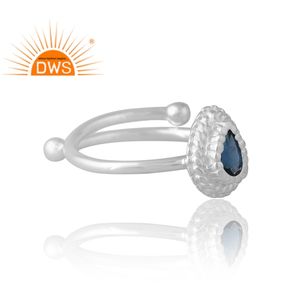 Diseño hecho a mano 925 Plata Natural Londres Topacio Azul anillo de piedras preciosas para mujer joyería personalizada para mujer regalo para ella - Product Image 4