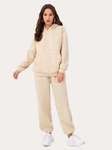 2025 New Fashion Breathable High Quality <b>Women's</b> Cotton Blended Jogger <b>Pants</b> Sweatshirt 2 Piece For <b>Jogging</b> - Product Image 3