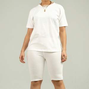 Trendy <b>Women</b> Biker <b>Shorts</b> <b>and</b> <b>T</b>-<b>Shirt</b> <b>Set</b> - Ideal Two-Piece Activewear for Lounging, Working Out, <b>and</b> Casual Outfits - Product Image 4