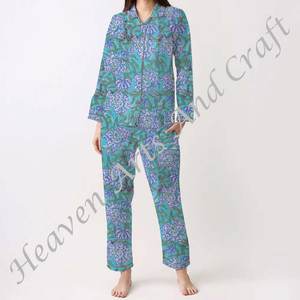 Conjunto de Pijamas de Algodón 100% para Mujer, Ropa de Dormir Suave para el Hogar, Conjunto de Pijamas de Primavera/Verano con Estampado Floral/Personajes/Letras/Estampado/Vacaciones/Árbol PJ053 - Product Image 2