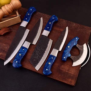Juego de cuchillos de Chef de cocina personalizados de alta calidad, 5 uds., hoja de acero inoxidable de Damasco con mango epoxi para tallar y cortar - Product Image 4