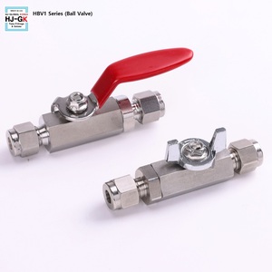Raccordi a doppia puntale a compressione SS316 tipo corea 1000psi valvola a sfera esagonale 1/4 "(HBV1-H-4-(LB/BF)-S) due tipi di impugnatura - Product Image 1
