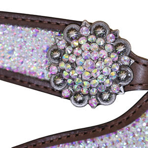 Western Horse Racing AB Pierres transparentes décorées Argentine Cuir de vachette Cheval Headstall & Collier de poitrine Tack Set au prix de vente - Product Image 5