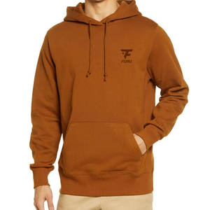 Sweat à capuche en molleton marron uni pour homme avec logo personnalisé, coton lourd de qualité supérieure, streetwear d'hiver, fabrication OEM - Product Image 1