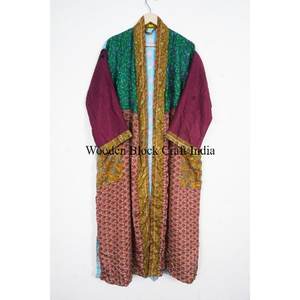 Handmade Elegant <b>Long</b> Silk Floral Sari <b>Kimono</b> Women High Quality Vintage Patchwork Bridesmaid <b>Robes</b> Free Size Summer Autumn - Product Image 4