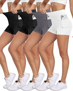 Personalizado gimnasio deporte fitness entrenamiento sin costuras mujeres pantalones cortos con bolsillos de cintura alta entrenamiento Spandex correr Yoga pantalones cortos - Product Image 5