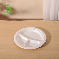 SUMKOKA Assiettes jetables 100% écologiques en bagasse de canne à sucre, compostables et biodégradables